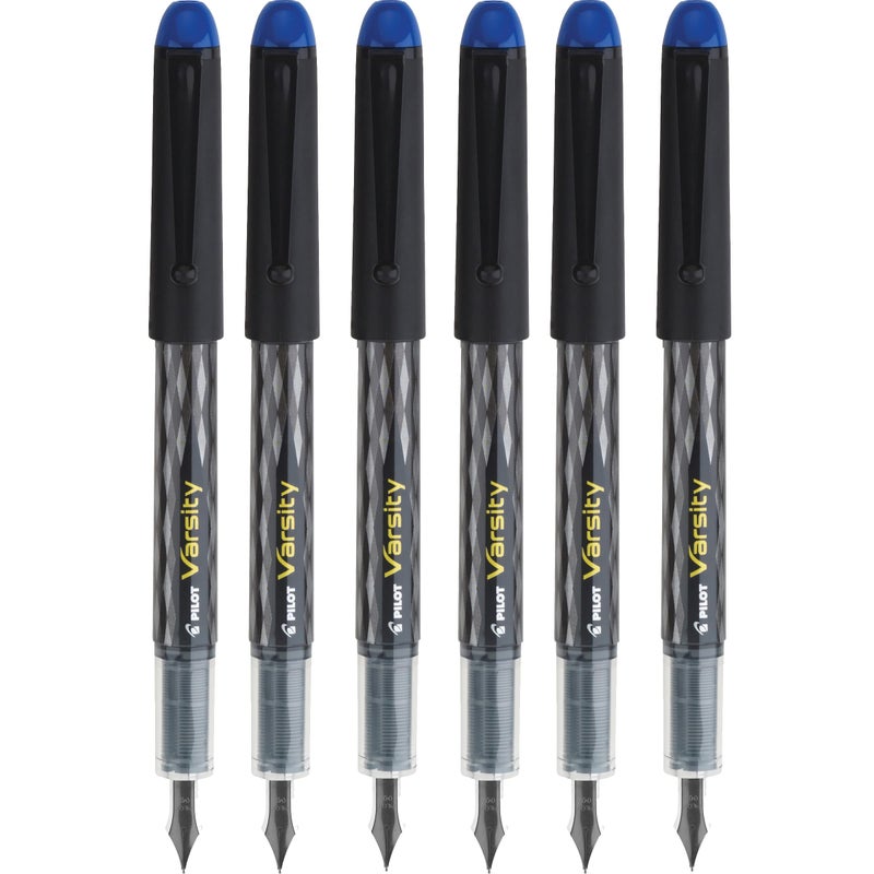 Pilot Varsity Disposable Fountain Pens, Blue Ink, Medium Point, Pack of 6 - Image 1